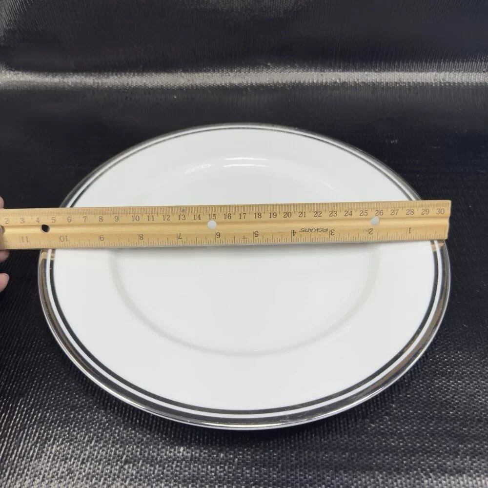 2005 Royal Doulton Pure Platinum Double Silver Band Plate Dish 10.5inch‎ Set 4